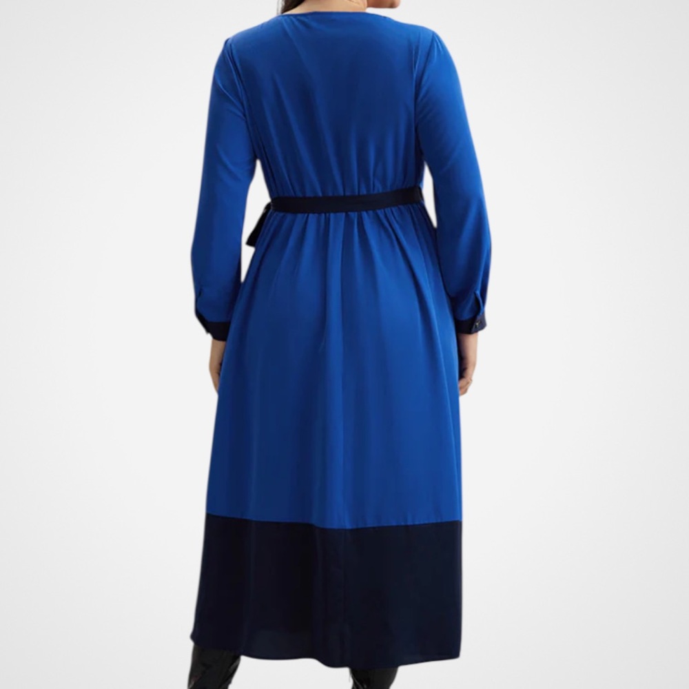 NWT Eloquii Blue Black Wrap Dress Size 22 / 24 Retail $109.00 - Picture 4 of 12